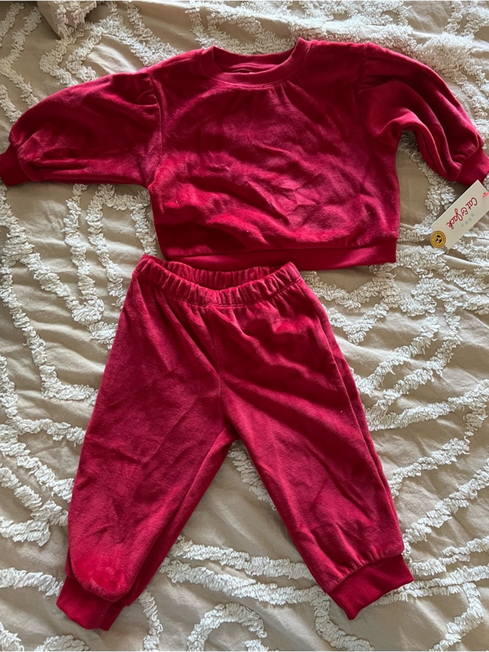 NWT Cat & Jack Red Velour Sweatpant Set 12 Months